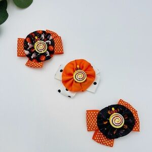 HALLOWEEN BABY GIRL SWIRL HAIR CLIPS POLKA DOT